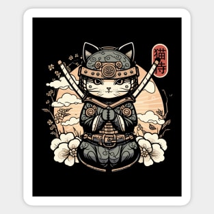 Samurai Cat Tattoo, Kawaii Ninja Cat Sticker